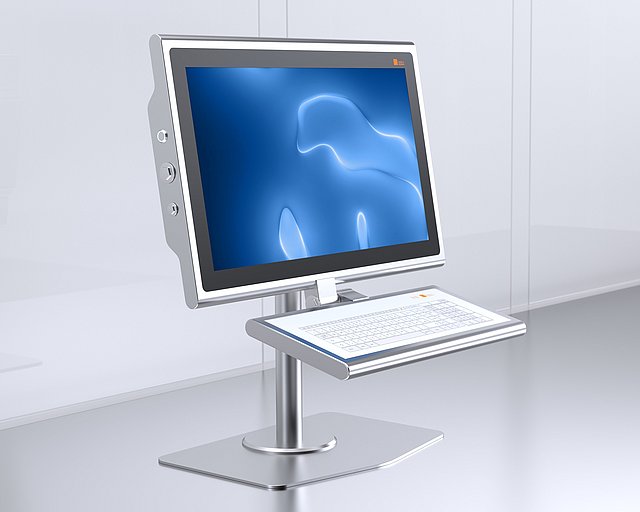 Desktop solutions in the workplace – stainless steel stand