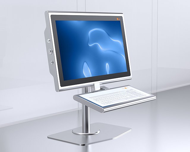 Desktop-Lösungen | Edelstahl-Standfuß Desktop-Lösungen am Arbeitsplatz - Edelstahl-Standfuß