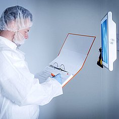 Laboratory employee at the HMI system 0