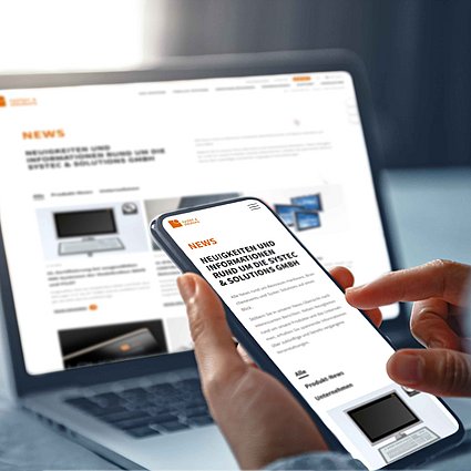 Smartphone and laptop with Systec & Solution GmbH news page 0