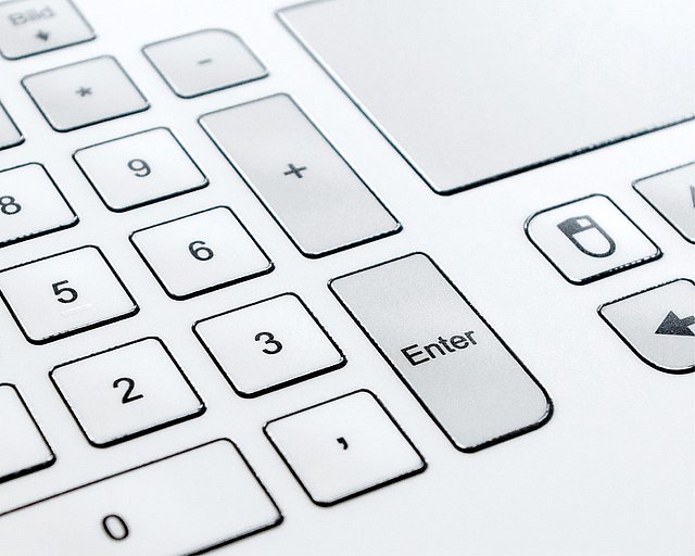 Tastatur | Aufdruck mit ergonomischer Fingerführung Tastatur-Aufdruck mit ergonomischer Fingerführung im Detail