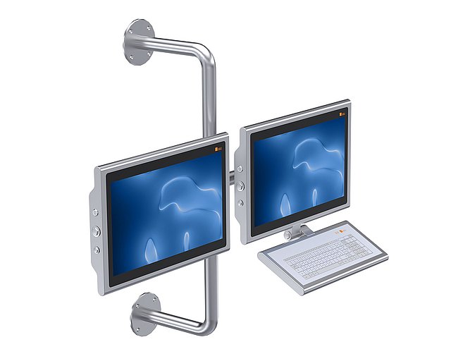 Tragarm | Duplexsystem horizontal für zwei HMI-Systeme Tragarm | Duplexsystem horizontal für zwei HMI-Systeme