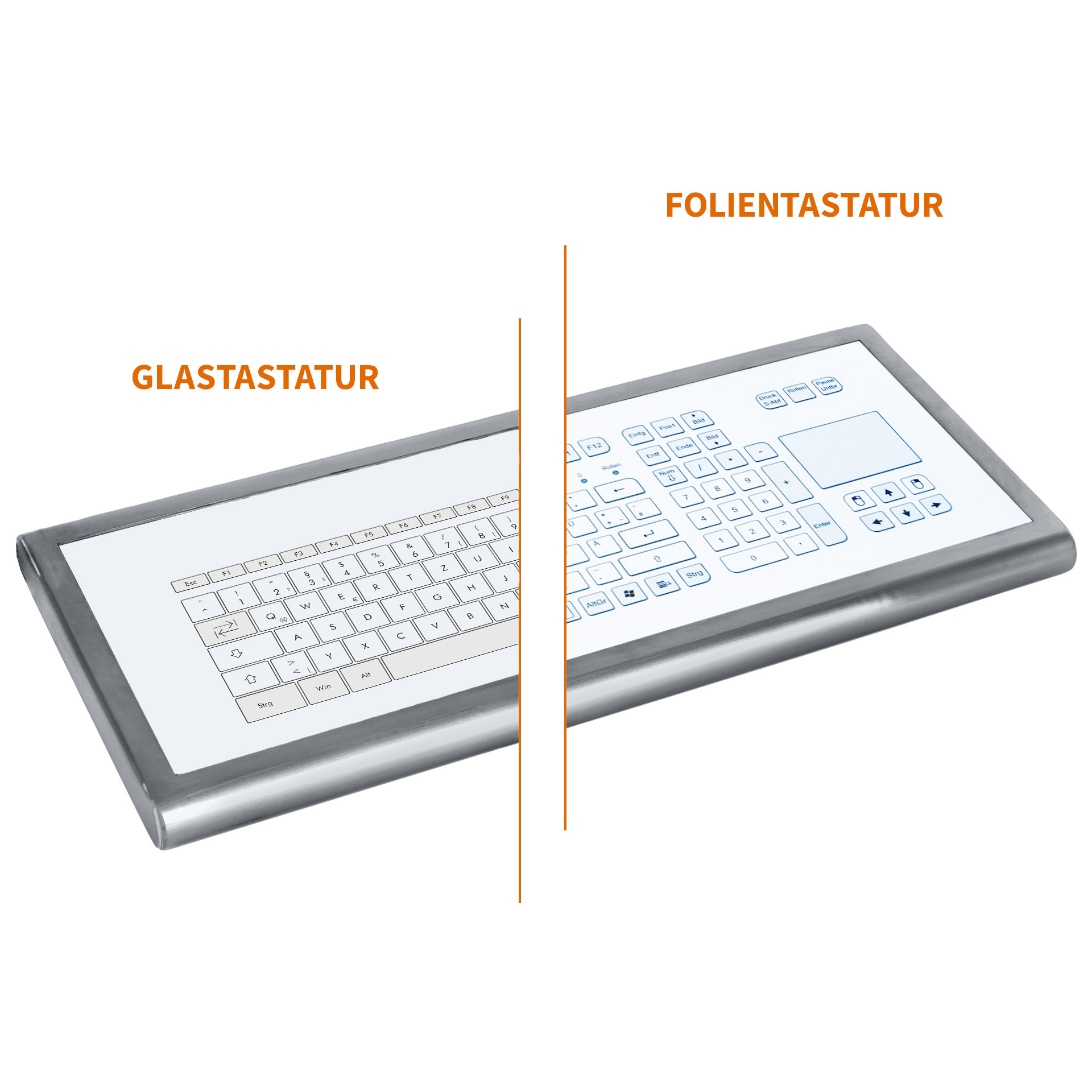 Clavier en option avec verre ou membrane